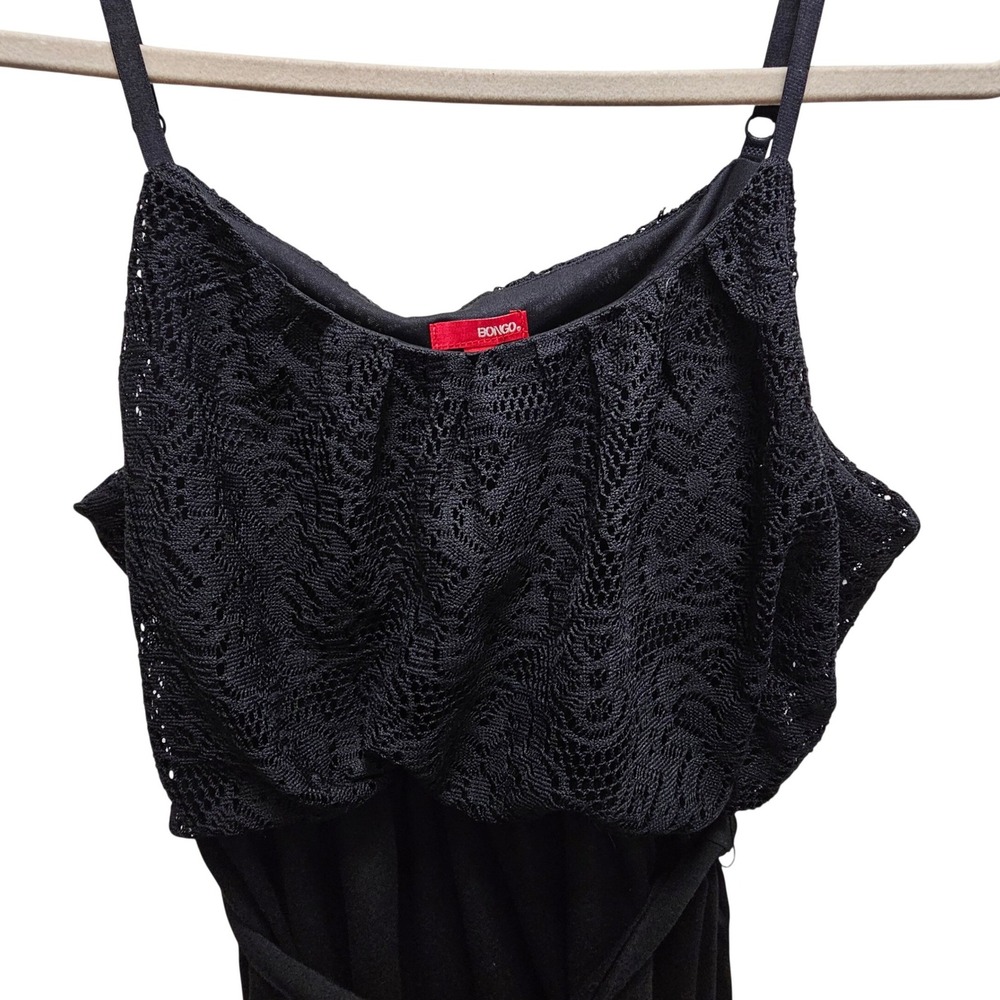 Bongo Black Lace Bodice High Low Spaghetti Strap Slip Dress Large Y2K Grunge
